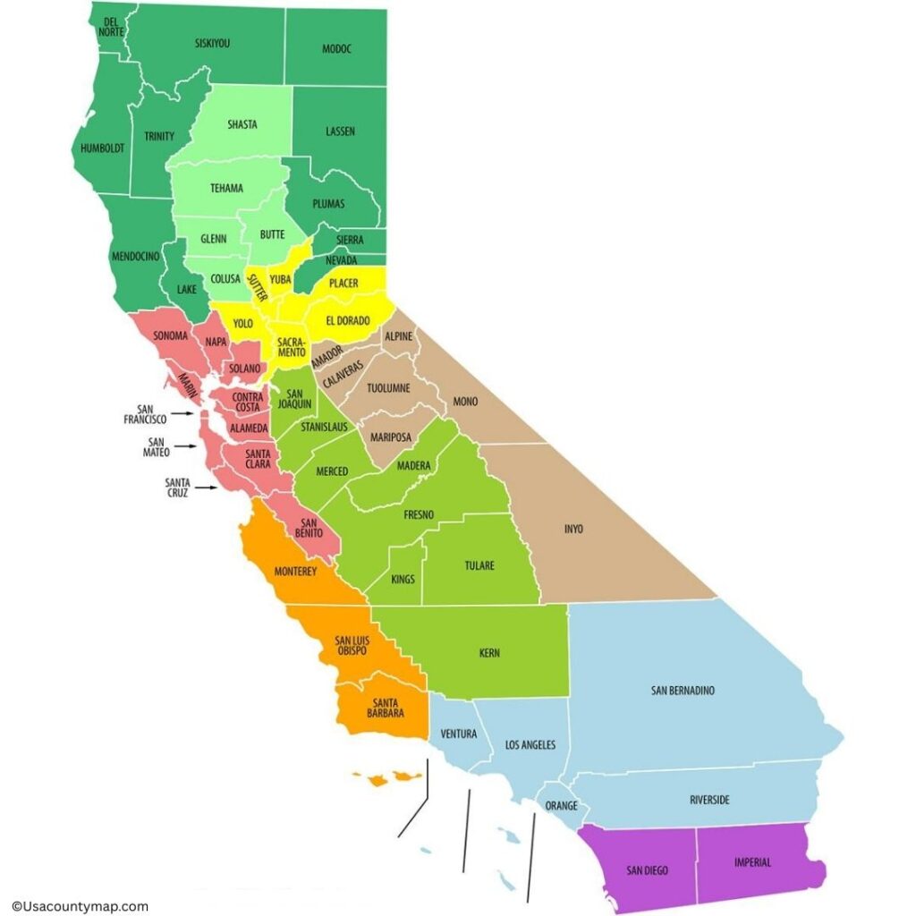 Labeled California County Map