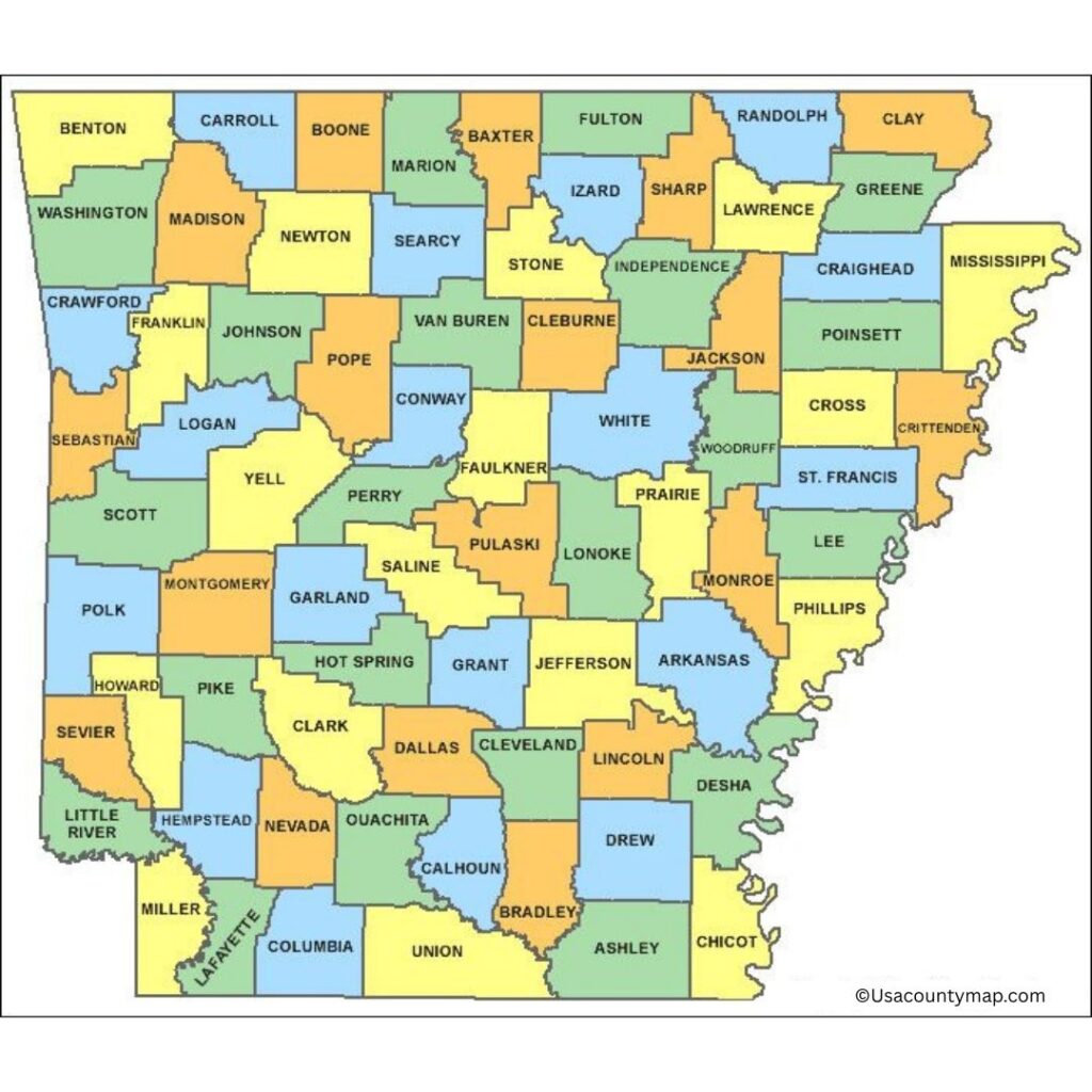 Labeled Arkansas Map 