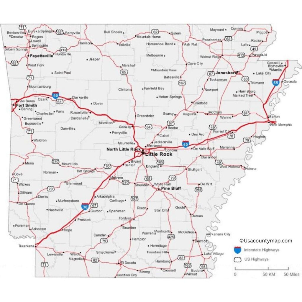 Labeled Arkansas Map 