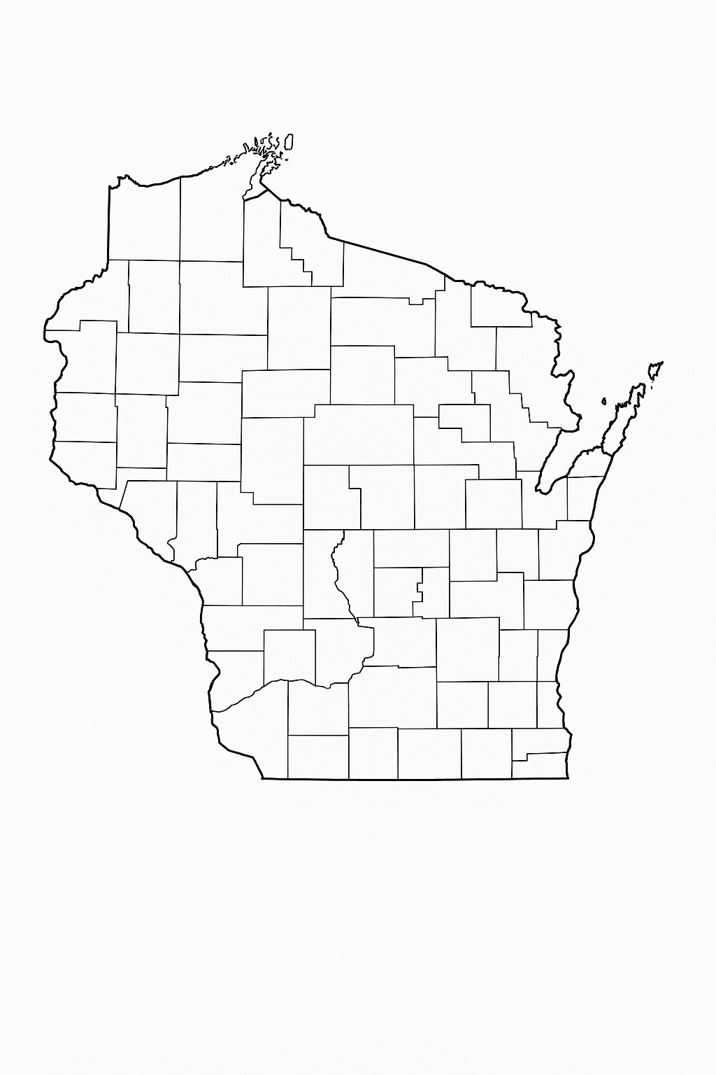 Blank Wisconsin County Map